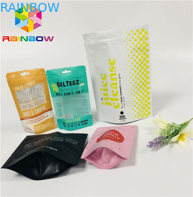 FDA Mylar Stand Up Zipper Pouch, Ziplock Sealed Plastic Bags Z Hang Hole