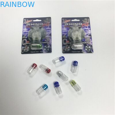 Mini Plastik PS Butelka Blister Opakowanie Opakowanie Rhino 69 Pills Pojemnik w kształcie kapsułki