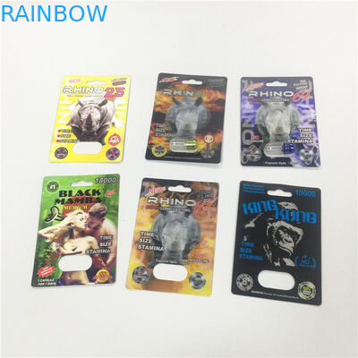 Mini Plastik PS Butelka Blister Opakowanie Opakowanie Rhino 69 Pills Pojemnik w kształcie kapsułki