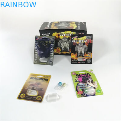 Rhino 69 3D Blister Card Packaging Męskie Enhancement Capsule Plastikowe wkładki do kart 3D