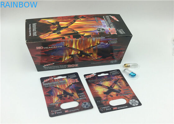 Rhino 69 3d Blister Card Packaging Kapsułka pigułka Niestandardowy kolor z wyświetlaczem Papierowym pudełkiem