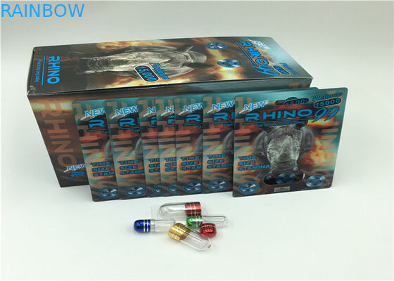 Gold 69K Rhino Powder Capsule Blister Opakowanie 3D Card Z Plastikową Osłoną