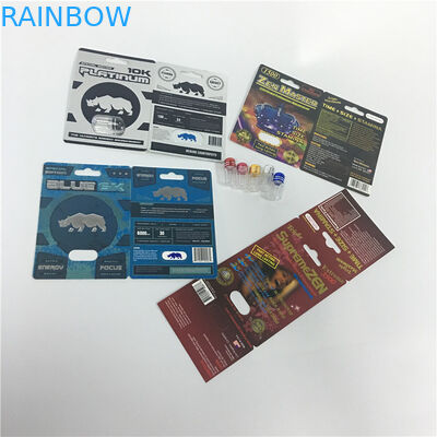 Platynowe 10K Sex Pill Capsule Blister Card Opakowania Pudełka Grawerowanie Craft Dostosowane