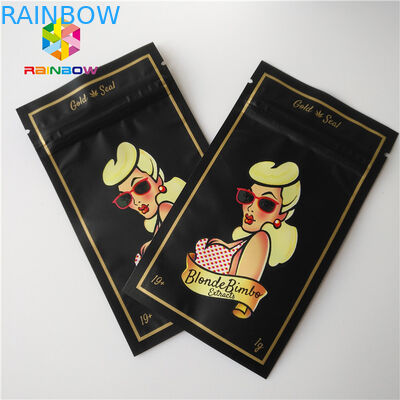 Resealable Custom Ziplock Bags 1G Mylar Pouch Smell Proof CBD Hemp Weed Packaging
