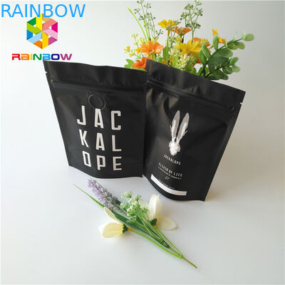 Matowa czarna metalowa torebka foliowa Stand Up 2 oz torby na kawę z zamkiem / zaworem