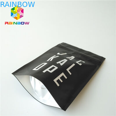 Matowa czarna metalowa torebka foliowa Stand Up 2 oz torby na kawę z zamkiem / zaworem