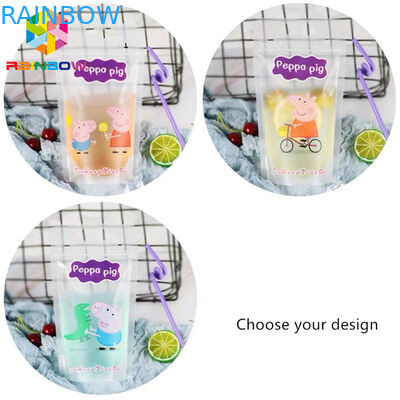 Przezroczyste etui na napoje w płynie Torby do pakowania Stand Up FDA z uchwytami / słomkami