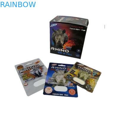 Wsuń Blister Włóż kartę Karton Opakowanie kartonowe Rhino 69 Sex Pill Opakowanie 3d Dostosowany rozmiar