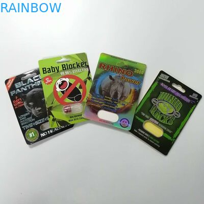 Wsuń Blister Włóż kartę Karton Opakowanie kartonowe Rhino 69 Sex Pill Opakowanie 3d Dostosowany rozmiar