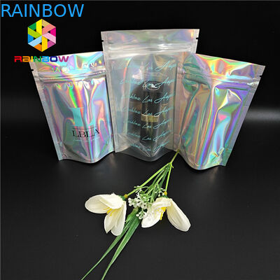 Mylar Hologram Zipper Dostosowane torby papierowe do produktów kosmetycznych z klejem do rzęs