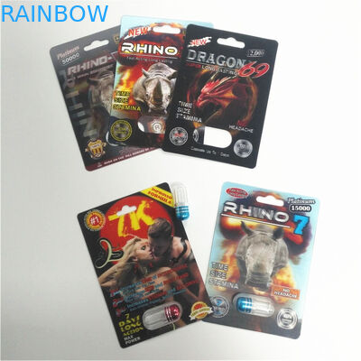 Trwałe plastikowe opakowanie blistrowe RHINO 3d Soczewkowa kartka Papier powlekany męskim materiałem