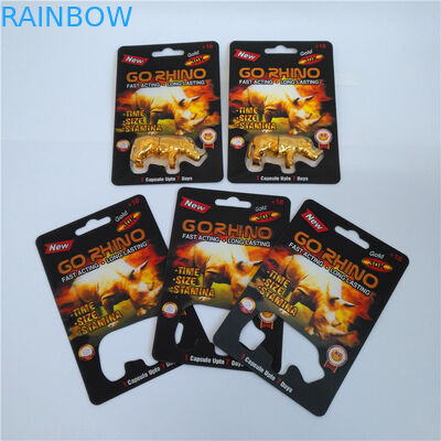 Użycie sprzętu Opakowanie z kartami typu blister Idź RHINO Otwór Pojemnik na kapsułki Papier z recyklingu