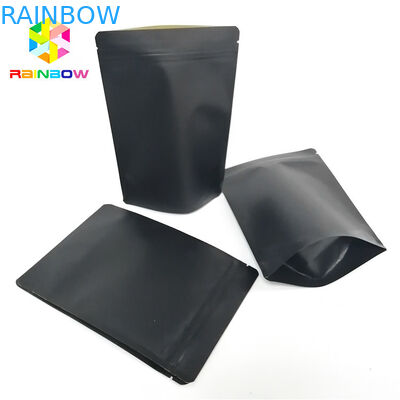 Czarne torby papierowe Kraft Opakowanie Niestandardowe logo Stojak Etui Zamykany zamek błyskawiczny