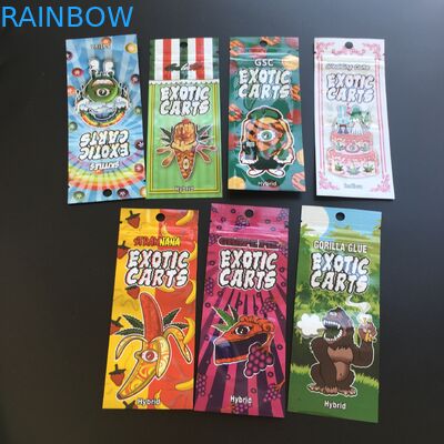 Vape Cartridge Cbd Oil Plastikowe torebki Opakowania Egzotyczne wózki Ziplock Mylar Bag 0,5ml 1ml