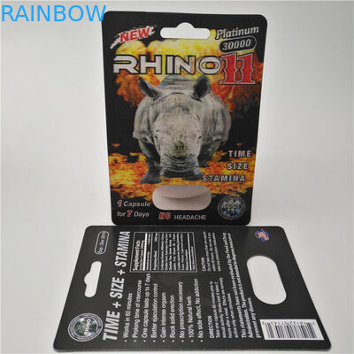 Rhino Series 3D Blister Card Opakowanie Rhino 9K / 7/12 Do męskiej kapsułki wzmacniającej pigułki