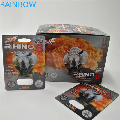 Rhino Series 3D Blister Card Opakowanie Rhino 9K / 7/12 Do męskiej kapsułki wzmacniającej pigułki