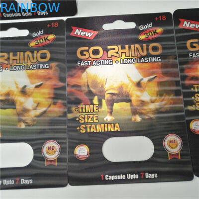 Go Rhino 3D Card Male Enhancement Pills Packing, Sex Pill Capsule Packing Recycled