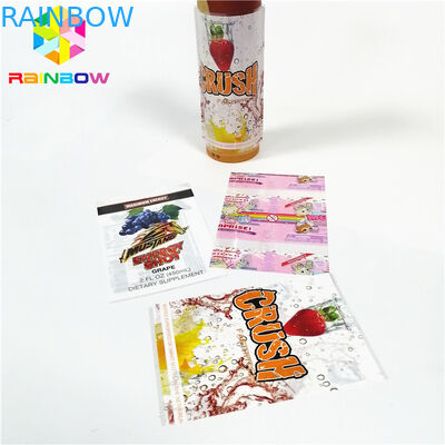 Różowe naklejki samoprzylepne, rękawy owinięte materiałem PCV, nadrukowanym na pudełko na butelki