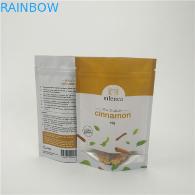 Torby kosmetyczne z matowym białym tłem i suwakiem Stand Up Doypack 40g Cynamon