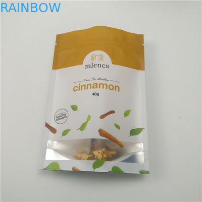 Torby kosmetyczne z matowym białym tłem i suwakiem Stand Up Doypack 40g Cynamon