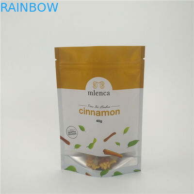 Torby kosmetyczne z matowym białym tłem i suwakiem Stand Up Doypack 40g Cynamon