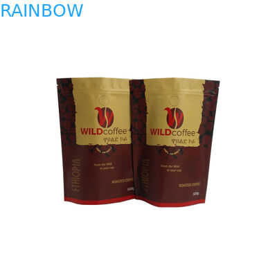 Niestandardowe matowe torebki do kawy z wykończeniem, aluminiowa torebka stojąca z zamkiem błyskawicznym