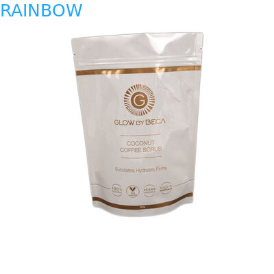 Białe błyszczące wykończenie Body Scrub 150 Micron Stand Up Zipper Pouch