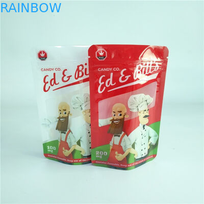 Druk cyfrowy 100 mg worek do pakowania cukierków Gumowy pokrowiec CBD z przezroczystym okienkiem