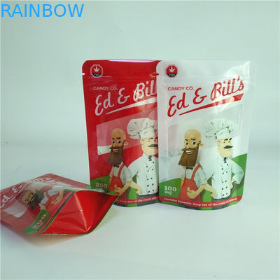 Druk cyfrowy 100 mg worek do pakowania cukierków Gumowy pokrowiec CBD z przezroczystym okienkiem