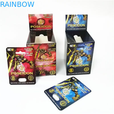 Rhino Blister Card Męskie suplementy seksualne Opakowania na tabletki dla mężczyzn Wzmocnienie tabletki na głowę Pojemnik na kapsułki