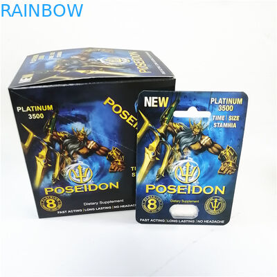 Rhino Blister Card Męskie suplementy seksualne Opakowania na tabletki dla mężczyzn Wzmocnienie tabletki na głowę Pojemnik na kapsułki