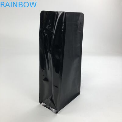 Niestandardowa drukowana matowa czarna folia aluminiowa 250g 1kg 12 uncji z zapinaną na zamek torebką na kawę z płaskim dnem