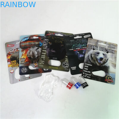 Pakowanie tabletek wzmacniających seksualność Rhino Max 150K 3D Blister z pudełkiem papierowym na kapsułkę w proszku