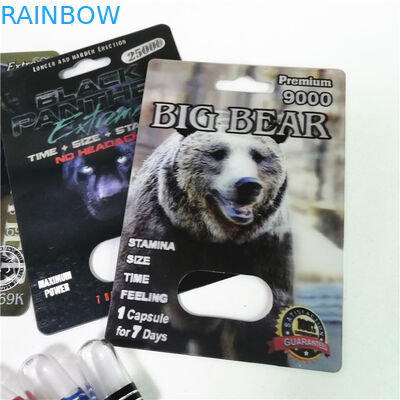 Pakowanie tabletek wzmacniających seksualność Rhino Max 150K 3D Blister z pudełkiem papierowym na kapsułkę w proszku