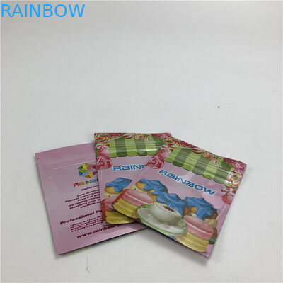 Torba do pakowania z nadrukiem cyfrowym OEM z laminowanym plastikiem z trzech stron zapinanych na zamek woreczki Płaskie torby na ciastka / cukierki