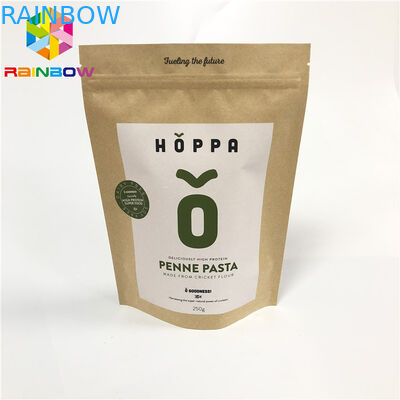 Niestandardowe drukowane brązowe torby papierowe z możliwością ponownego zamykania, woreczek do pakowania w papier ze struną