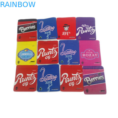 Niskie MOQ 500 sztuk Miękkie w dotyku Odporne na zapach Cannabies Etui do pakowania Jadalne, odporne na dzieci 3,5g Mylarowe torby na ciasteczka Dostosowane