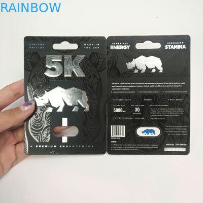 Błyszcząca powierzchnia 9x12cm Rhino Capsule Blister Paper Cards