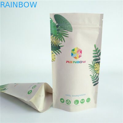 120mic Cornstarch PLA Kraft Paper Pouch Resealable Zipper