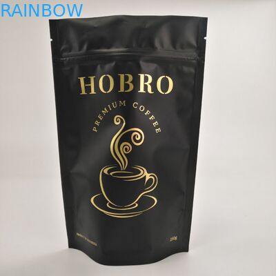 Stand Up Matt Black Laminowana folia aluminiowa Zip Lock Torba do pakowania kawy Torby do pakowania ziaren kawy z zaworem