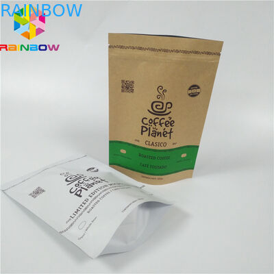 Stand Up Paper Bags z niestandardowym logo Ponownie zamykane opakowanie z brązowego papieru pakowego na ziarna kawy