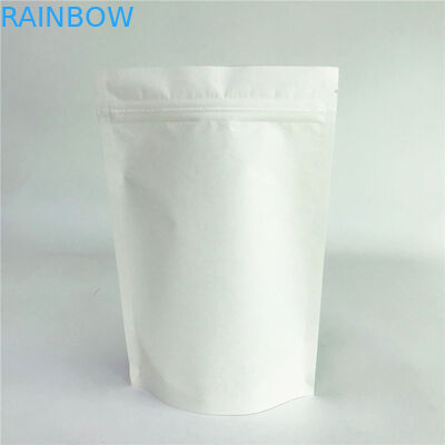 Druk cyfrowy Biodegradowalne torby z białego papieru pakowego z zamkiem błyskawicznym