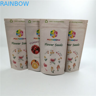 Indywidualne, ponownie zamykane torby Cr Sativa / Indica Kraft Paper Pla Bag Tweed Leaf Mylar Bags