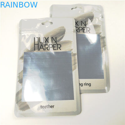 Błyszczące przezroczyste torby plastikowe z otworem do zawieszania nici dentystycznej Folia aluminiowa Dostosowane opakowanie woreczka z zamkiem błyskawicznym