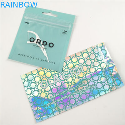 Błyszczące, przezroczyste torby plastikowe z nicią dentystyczną, folia aluminiowa, niestandardowe opakowanie z zamkiem błyskawicznym