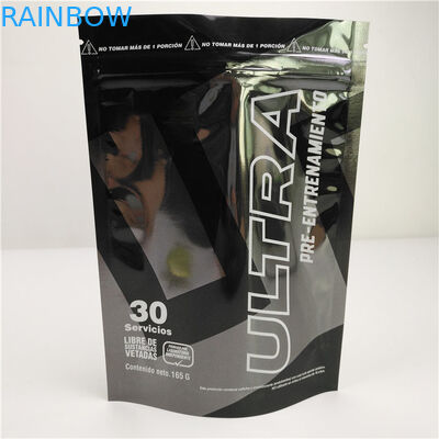 Błyszcząca czarna folia aluminiowa Mylarowa plastikowa torba stojąca Dostosowane logo