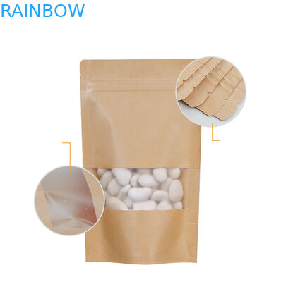 Brązowy papier pakowy zapinany na zamek biodegradowalny z okienkiem