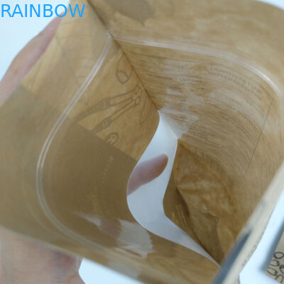 Snack Wodoodporne stojące laminowane brązowe torby z papieru pakowego Ziplock z okienkiem