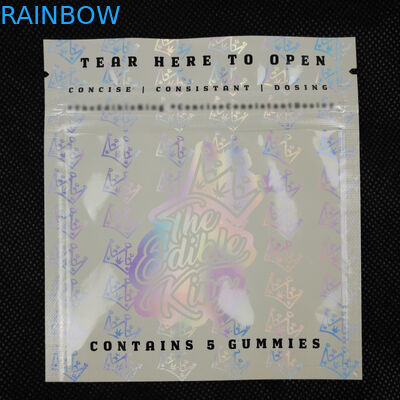 Niestandardowy projekt logo zamek błyskawiczny z możliwością ponownego uszczelnienia, odporny na zapachy, folia aluminiowa z mylaru, z trzech stron, uszczelniona torba z hologramem