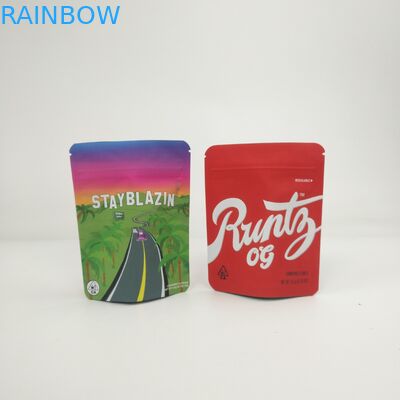 Bezpłatna próbka 3,5 g 7 g 14 g 28 g 1 funt Ciasteczka Stojące torby na konopie CBD Cannabis Runtz Kush Haze